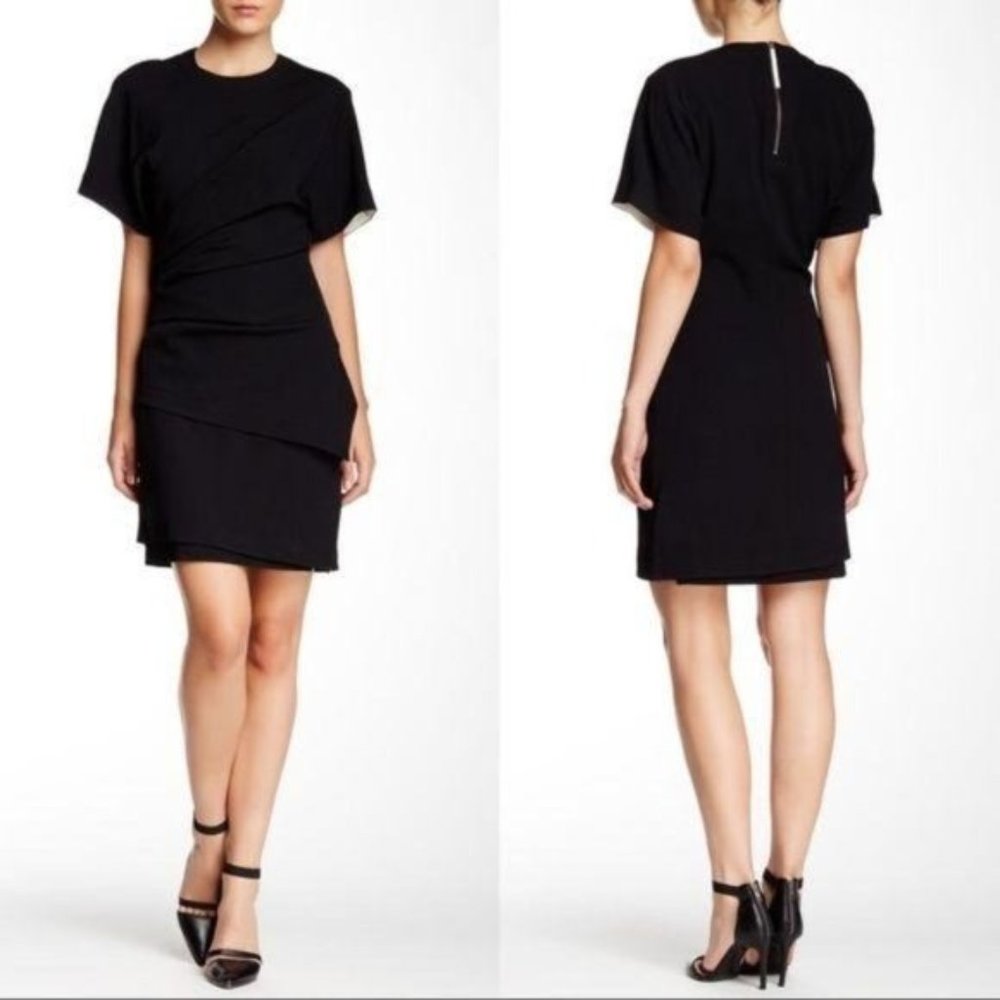 Helmut Lang Black Asymmetric Layered Mini Dress